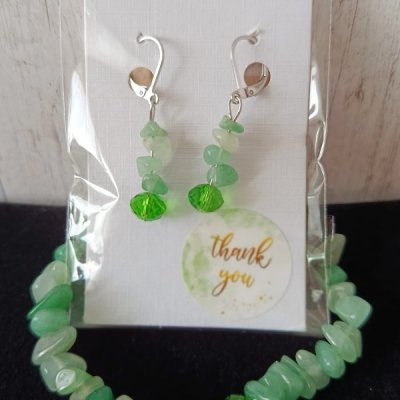 Zelený set 02 – náušnice a náramek z avanturínu