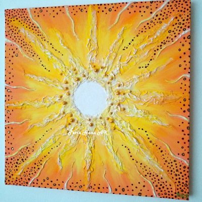 Sluneční záře (originál volná tvorba) akryl na plátně 40x40cm, plastika – není k dispozici