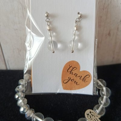 Fátima set – náušnice puzeta a náramek s křišťálem (vel.korálku 6 mm)