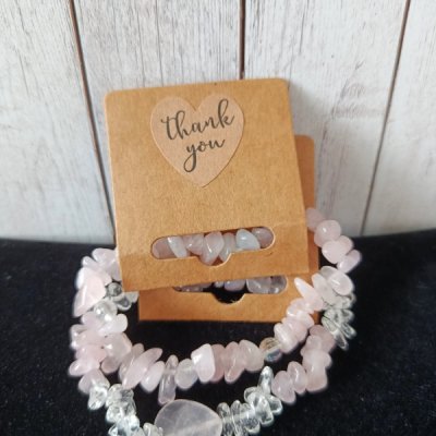 Růžový set 01- dva náramky z růženínu a křišťálu